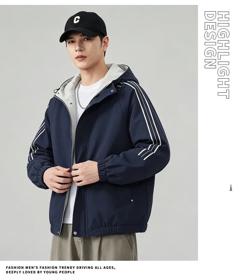 가을 겨울철 후드 재킷 남자 야외 방풍 자켓 커플룩 재킷 패션 스트라이프 남성 의류 맨위 2026 상세 이미지 13