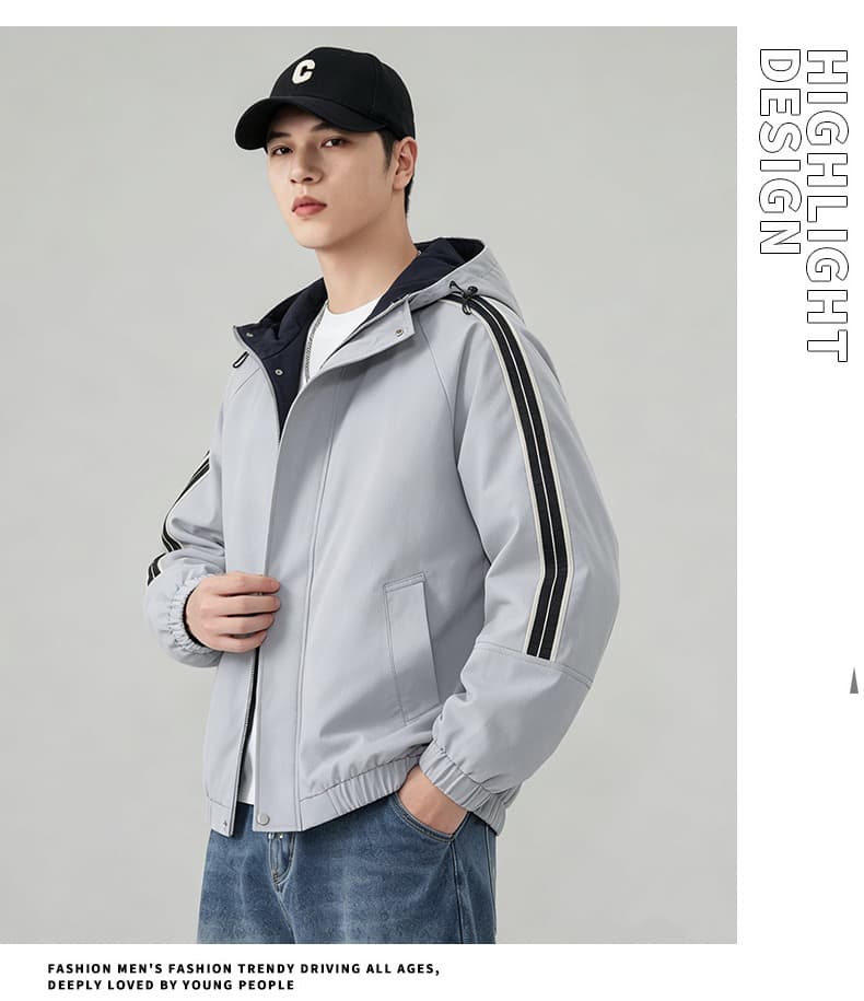 가을 겨울철 후드 재킷 남자 야외 방풍 자켓 커플룩 재킷 패션 스트라이프 남성 의류 맨위 2026 상세 이미지 16