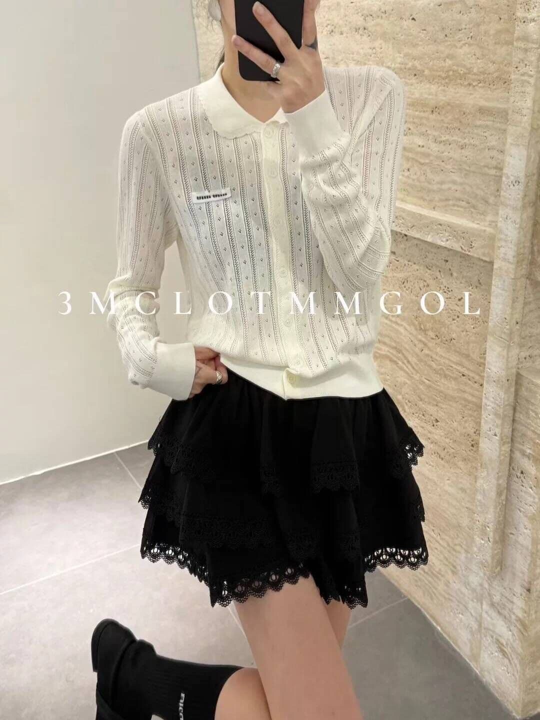 유럽 상품 새로운 베이비 칼라 홀로우 아웃 실크 니트 오픈 가디건 여성 단추 다용도 슬림해 보이는 스웨터 맨위 상세 이미지 6