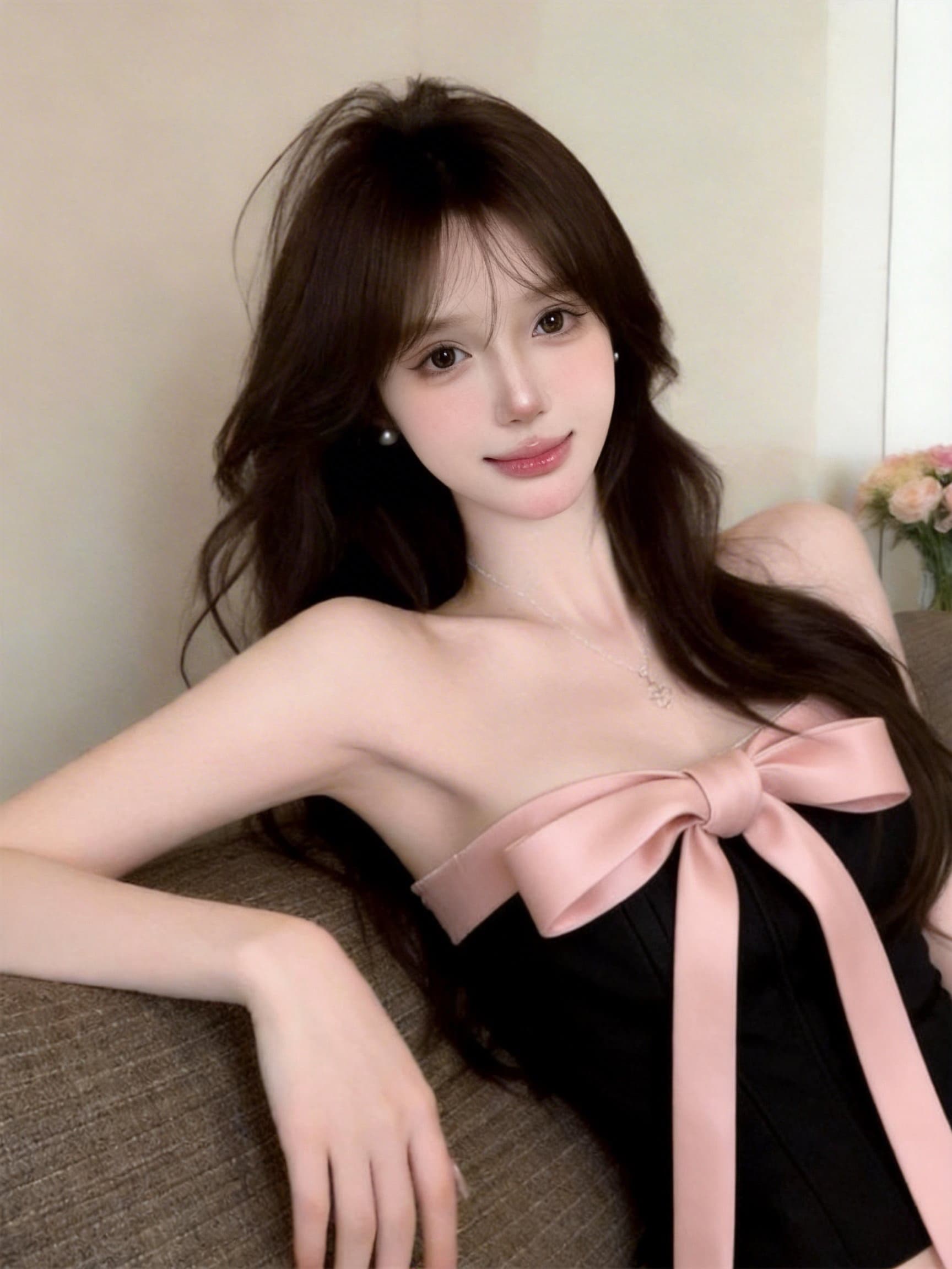 실사 정가 순수한 욕망 배색 나비 매듭 몸매 가꾸기 튜브탑 맨위 상세 이미지 4