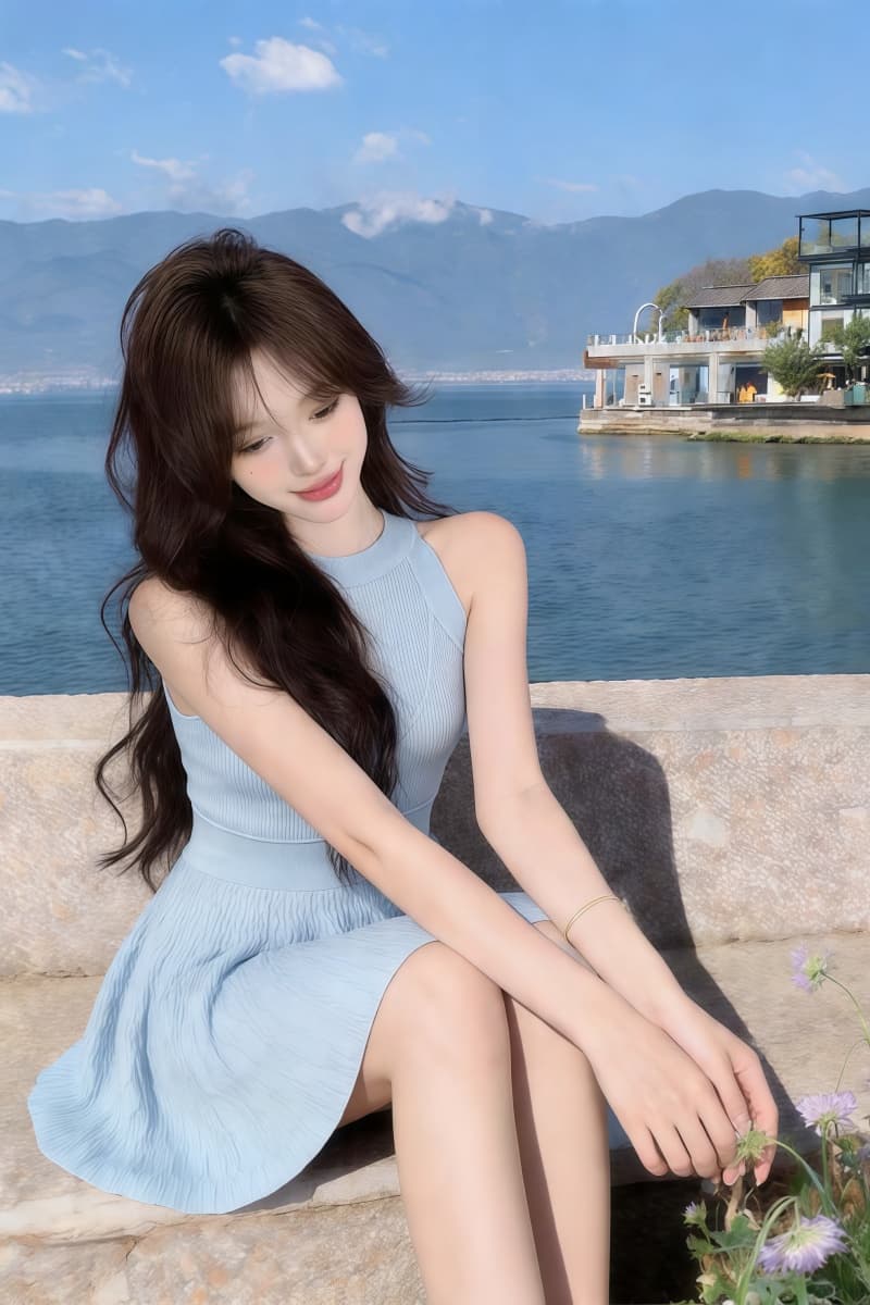실사 정가 행침 목 니트 드레스 품격 고급 센스 몸매 가꾸기 허리 수축 치마 상세 이미지 5