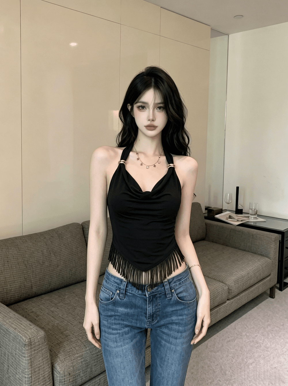 실사 정가 디자인 센스 행침 목 레이스업 술 조끼 맨위 상세 이미지 10