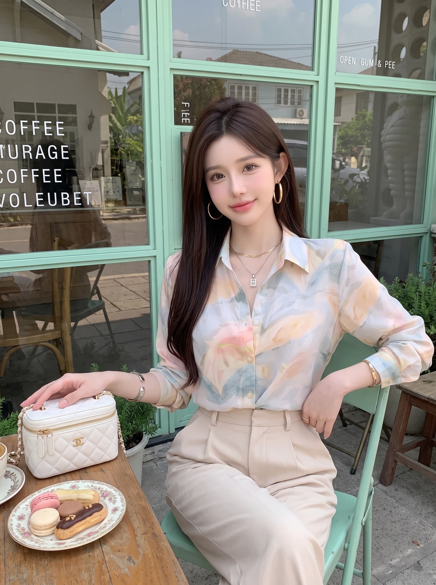 실사 정가 새틴 셔츠 긴팔 루즈핏 센스 프린트 품격 맨위 셔츠 상세 이미지 1