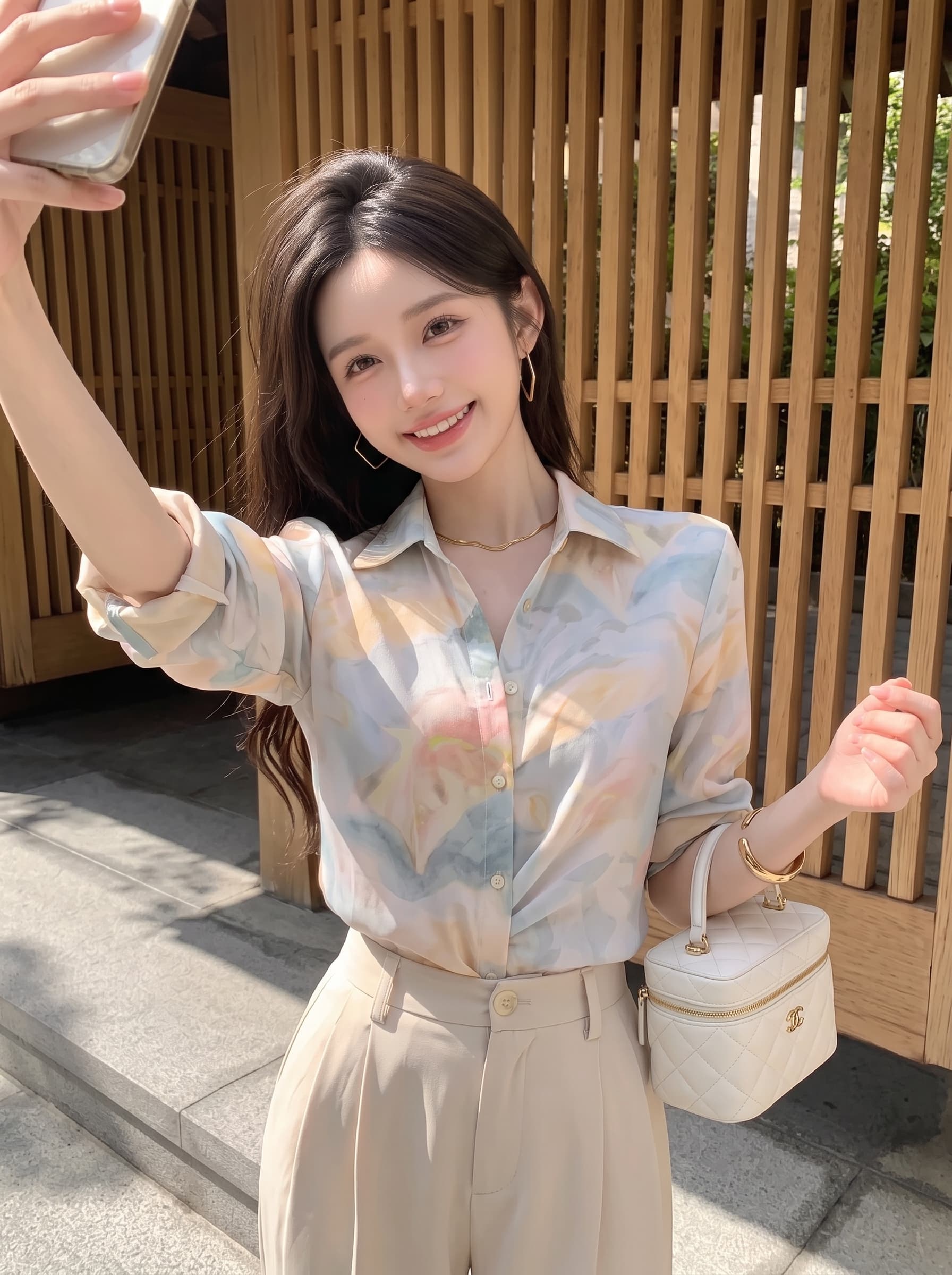 실사 정가 새틴 셔츠 긴팔 루즈핏 센스 프린트 품격 맨위 셔츠 상세 이미지 9