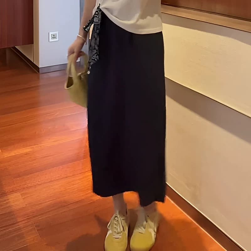 전체 집합 ootd 착용 가져 가라. 세트 한 부서 알파벳 프린트 경기 스카프 반팔 티셔츠 중간 길이 반 스커트 투피스 세트 이미지 3