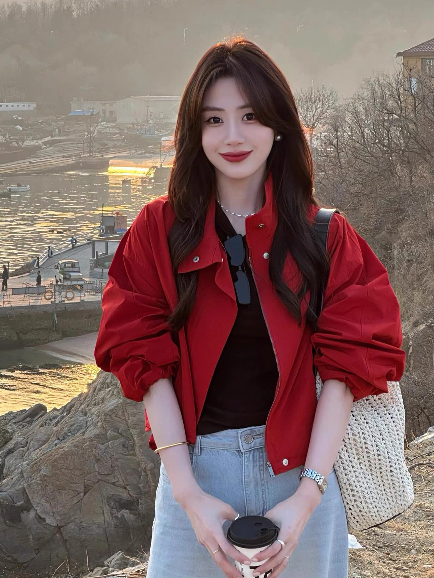 2026 이른 가을 새로운 작은 키 쇼트 스타일 야구 유니폼 자이언트 잘 생긴 ~ 중 스탠드 칼라 빨간색 자켓 여성 코트 봄 가을 상세 이미지 3