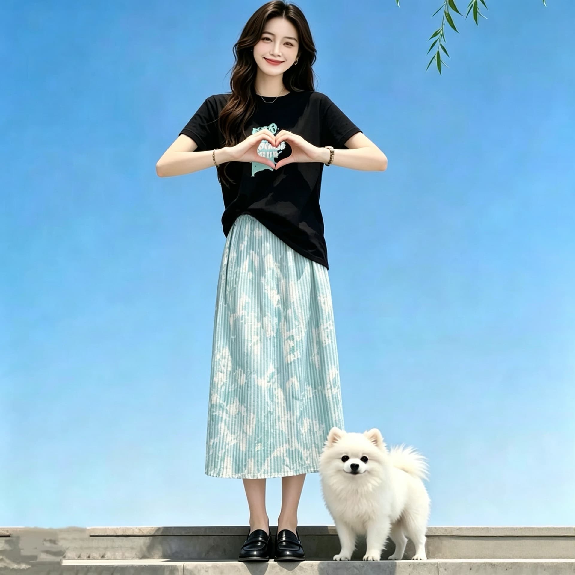 여름 착용 가져 가라. 전체 집합 2026 한 부서 연령 감소 관대 한 점잖은 한 인사이드 한 가스 느슨함 센스 반신 치마 세트 상세 이미지 1