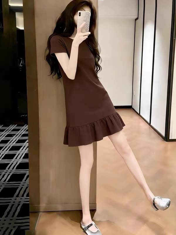 빛 럭셔리 작은 대중 아니요 명중 섹션 검정색 티셔츠 여성 드레스 여름 고유 한 아름다운 슈퍼 잘 생긴 ~ 중 몸매 가꾸기 짧은 치마 상세 이미지 4