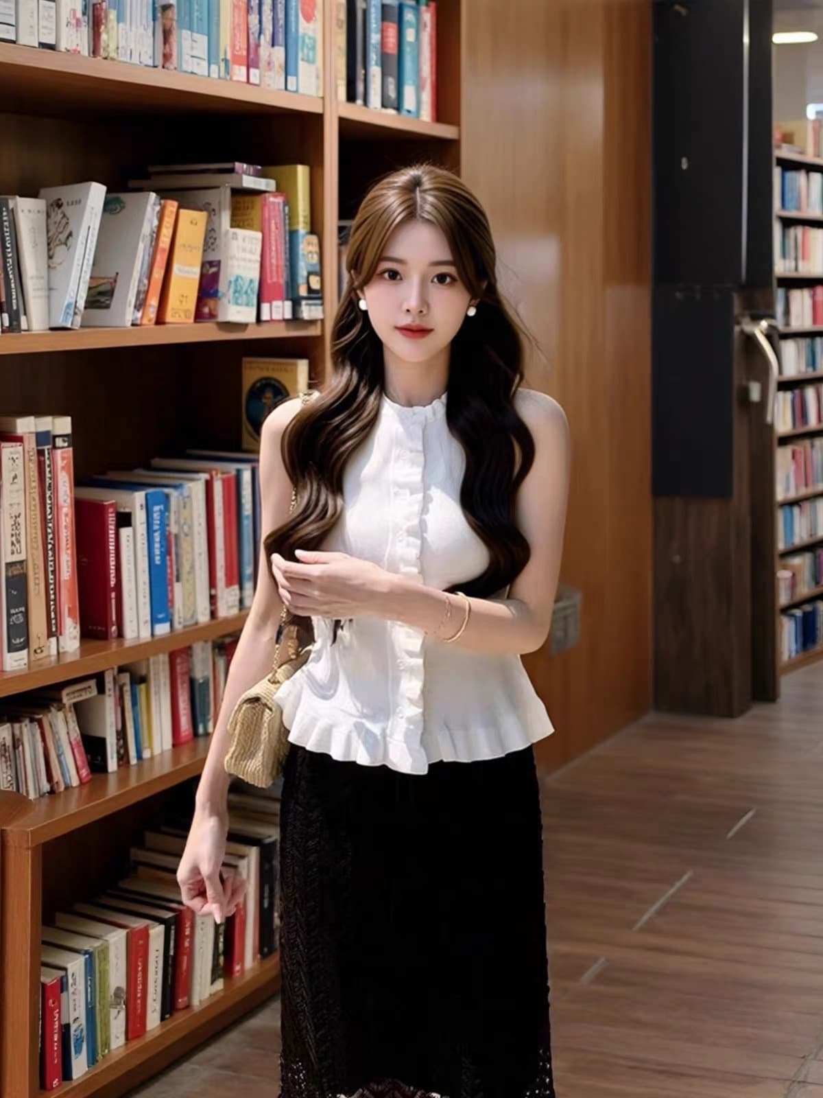 프랑스식 프릴 민소매 니트 조끼 여성 여름 외출용 몸매 가꾸기 쇼트 스타일 Chic 품격 아름다운 슬립 맨위