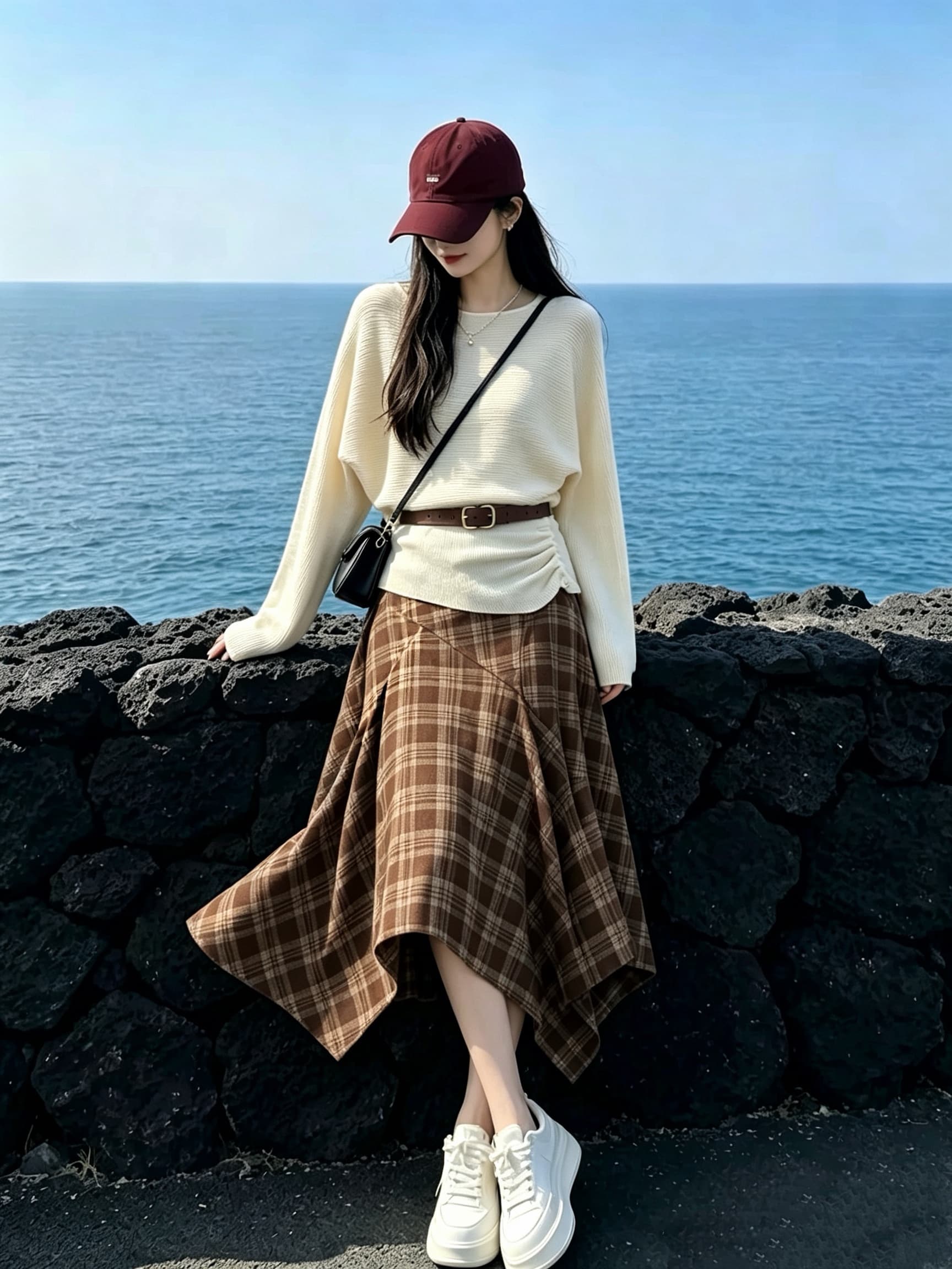 추안 웨스트 초원 신강 여행 불모지 바람 핫걸 불규칙 반신 스커트 여성 가을 착용 가져 가라. 에이즈 환자 세트 상세 이미지 3
