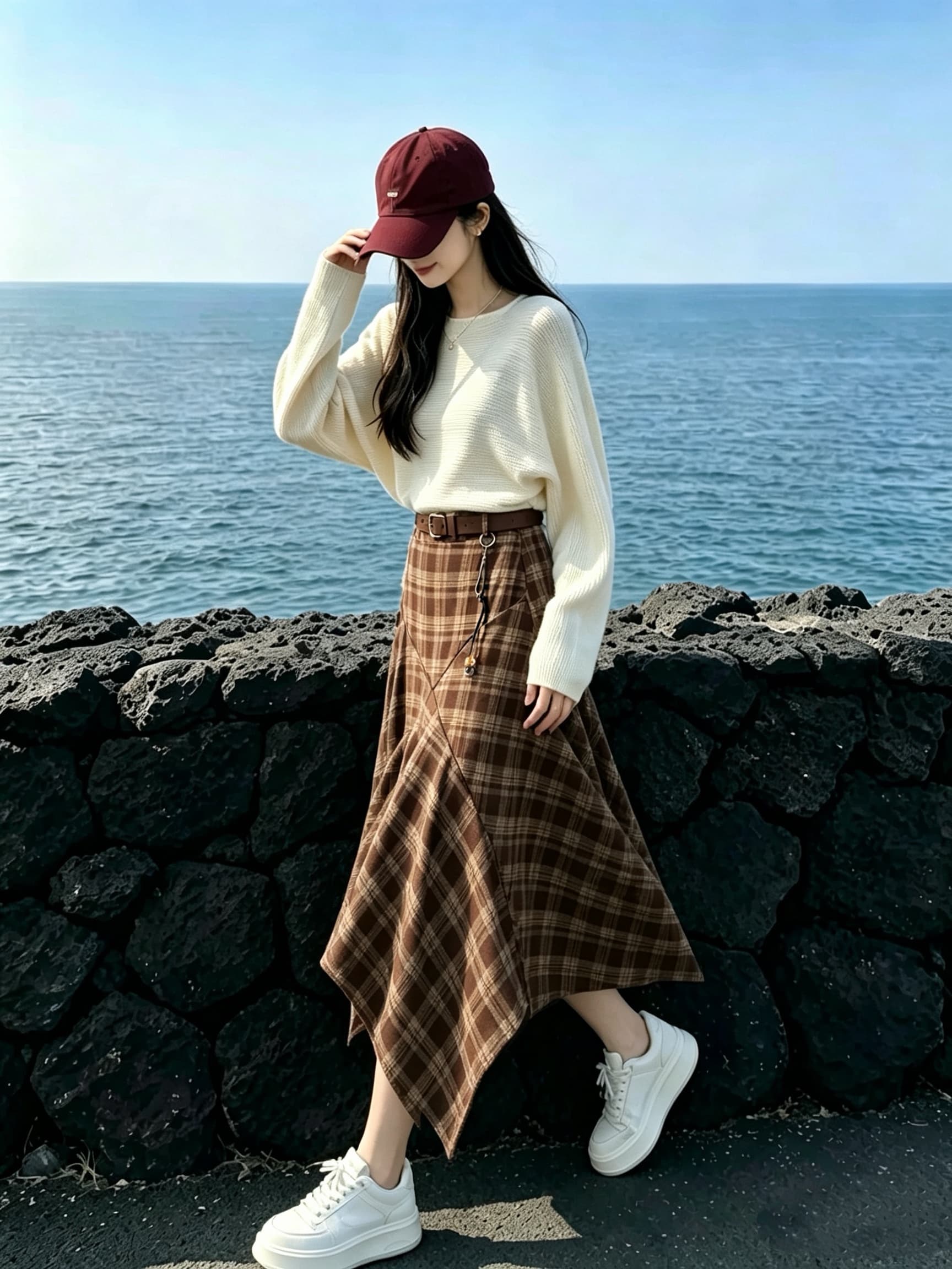 추안 웨스트 초원 신강 여행 불모지 바람 핫걸 불규칙 반신 스커트 여성 가을 착용 가져 가라. 에이즈 환자 세트 상세 이미지 5