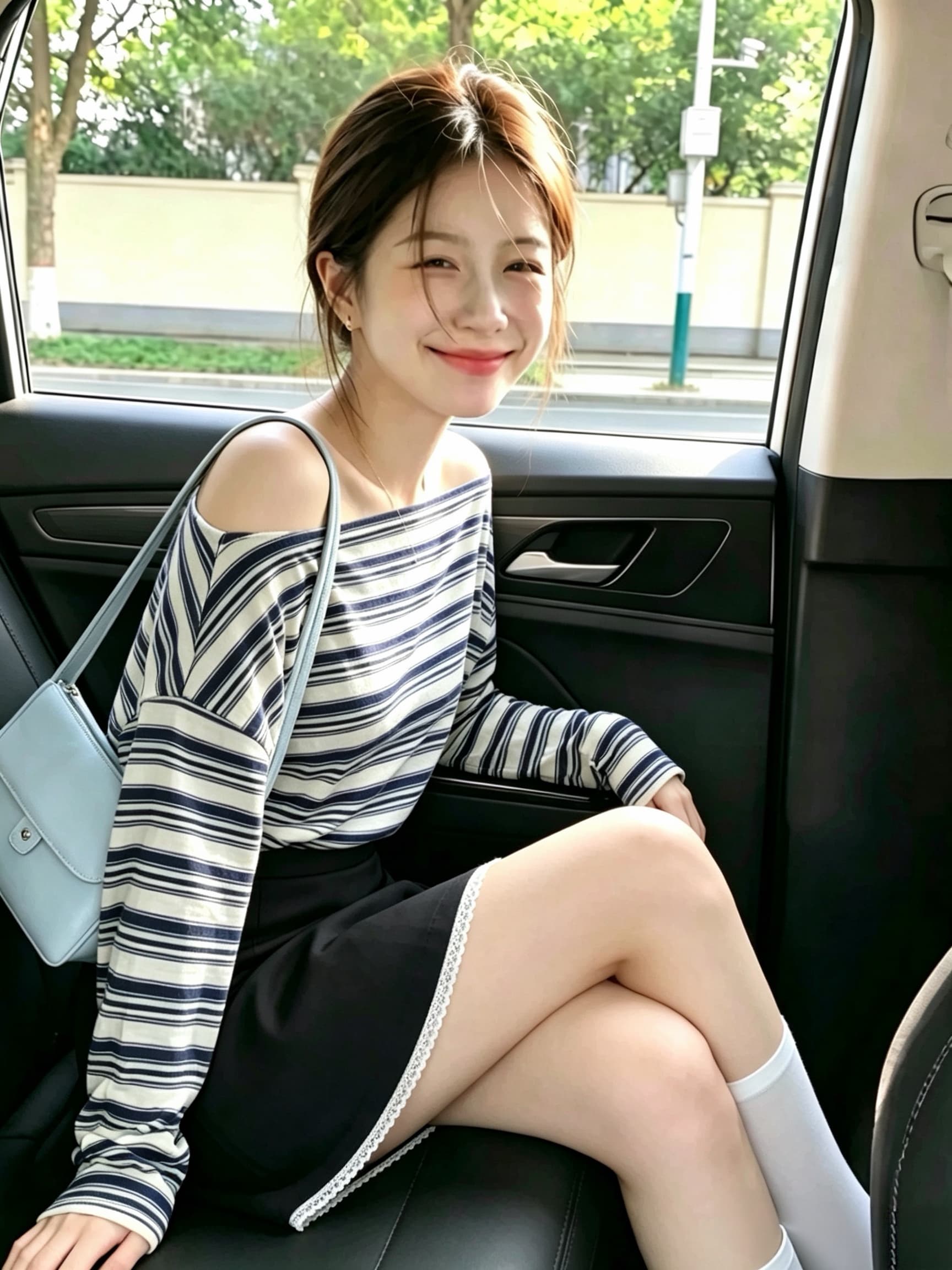 고급 센스 수 있습니다. 외출용 스트라이프 니트 기본 셔츠 여성 인사이드 가져 가라. 이른 가을 한 부서 착용 가져 가라. chic Chic 비스듬한 어깨 의류 이미지 3