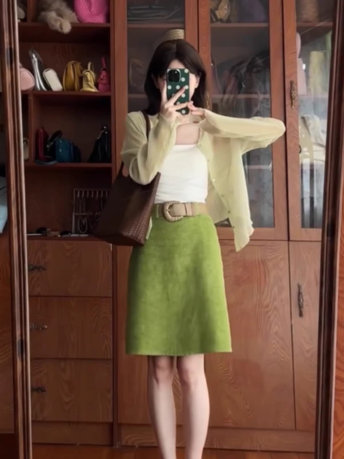 품격 전체 집합 ootd 착용 가져 가라. 여행 자외선 차단 오픈 가디건 인사이드 가져 가라. 캐미솔 한국 스타일 반신 치마 세트 여성 상세 이미지 2