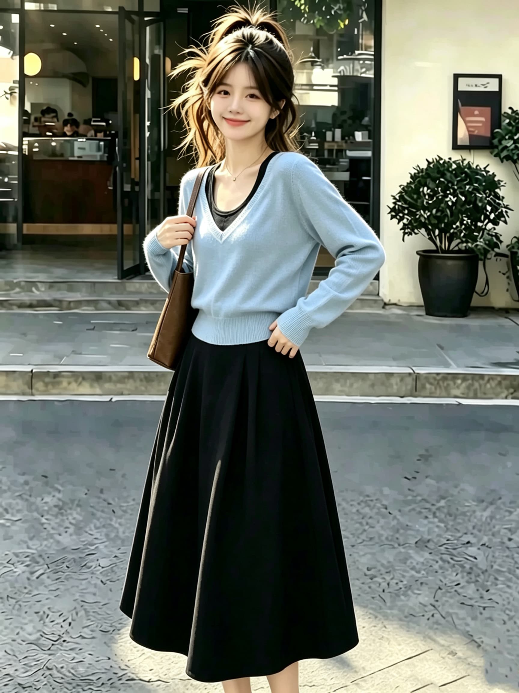 자이언트 잘 생긴 ~ 중 빛 요리 한 이른 가을 배색 페이크 레이어드 긴팔 니트 오픈 가디건 여성 가을 겨울 몸매 가꾸기 인사이드 가져 가라. 스웨터 맨위 상세 이미지 2