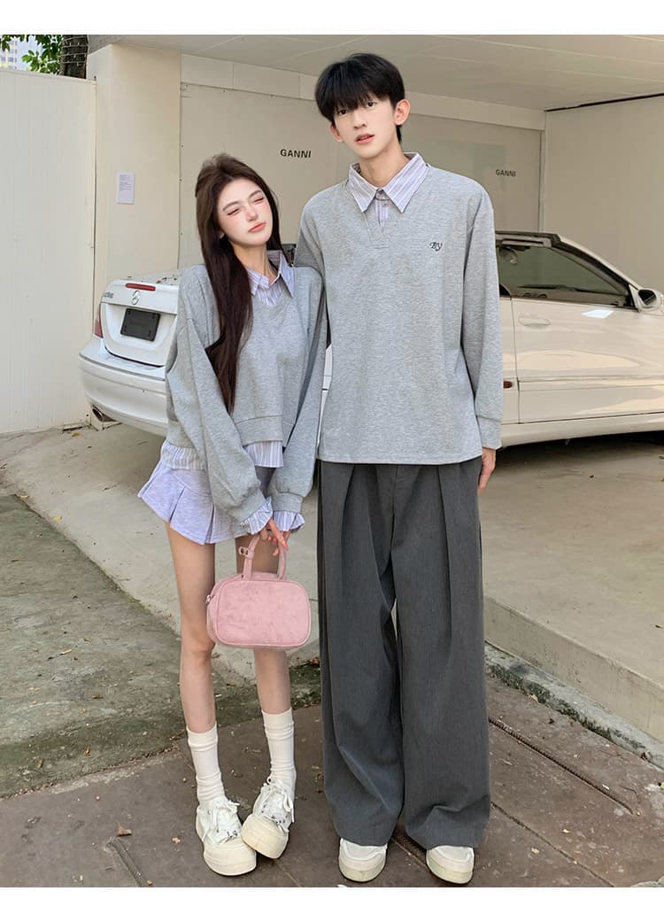 페이크 레이어드 가을 새로운 후드티 상세 이미지 9