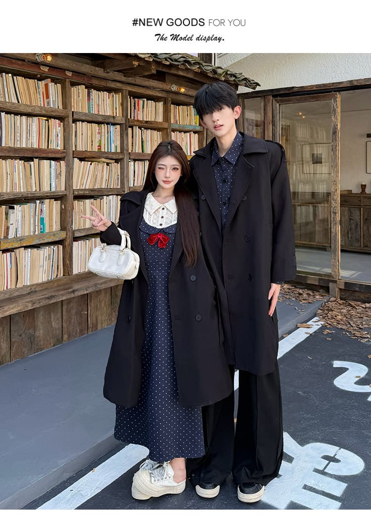 2026 새로운 긍정적 인 어깨 프랑스식 페이크 레이어드 프린트 슬림해 보이는 드레스 남자 셔츠 커플룩 상세 이미지 9