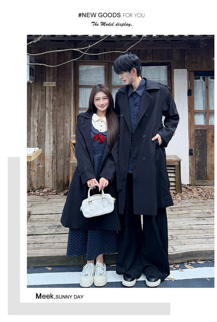 2026 새로운 긍정적 인 어깨 프랑스식 페이크 레이어드 프린트 슬림해 보이는 드레스 남자 셔츠 커플룩 상세 이미지 11
