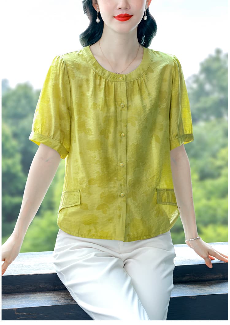 여름 새로운 주간 실크 면 린넨 라운드 넥 열기 버클 셔츠 Chic 통기성 패션 루즈핏 슬림해 보이는 빅 사이즈 맨위 표지 배 상세 이미지 16