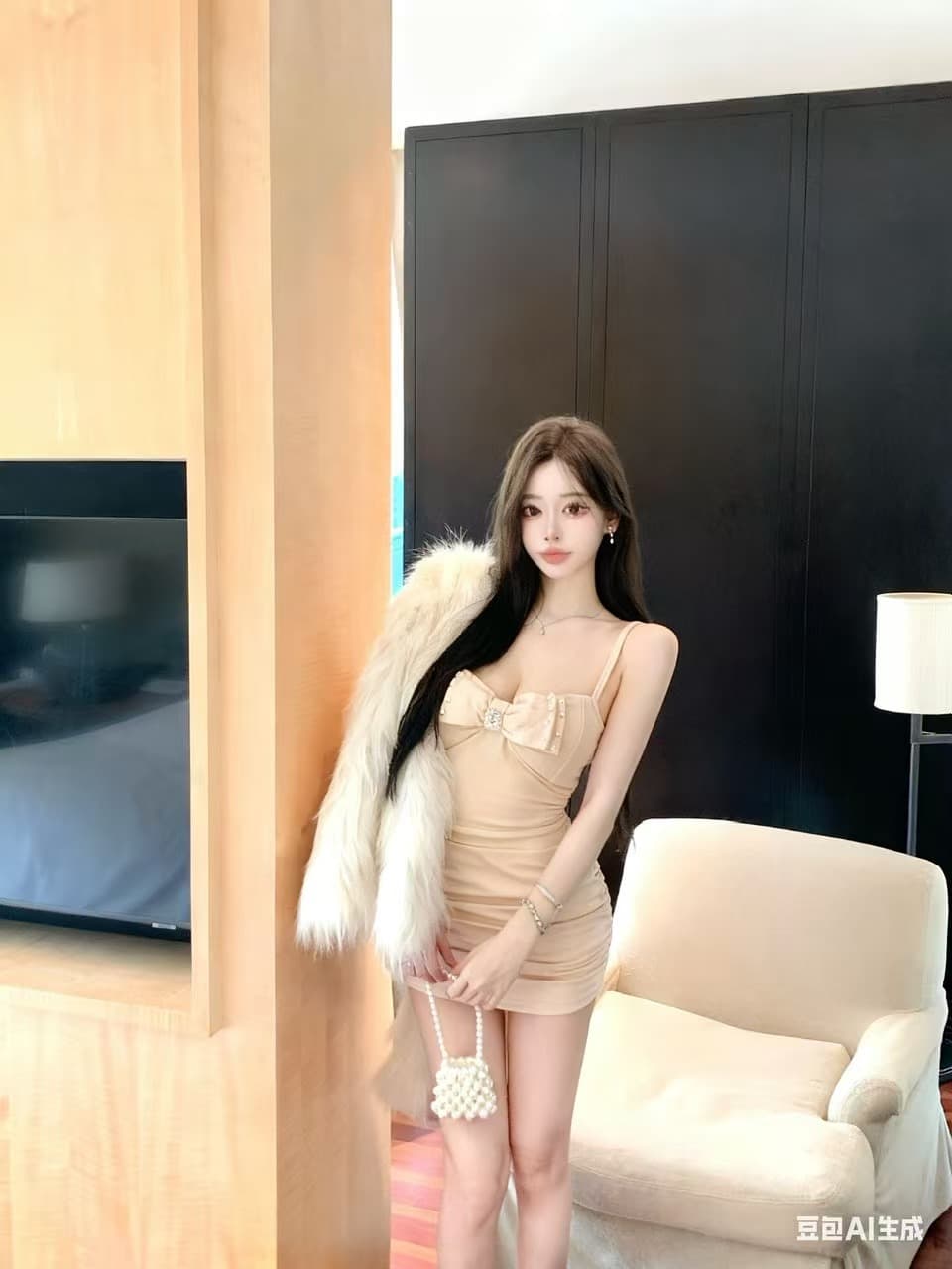 실사 2026 달콤한 매운맛 작은 섹시함 튜브탑 몸매 가꾸기 슬림해 보이는 비즈 박기 슬립 플리스 디자인 센스 다용도 타이트 스커트 상세 이미지 33