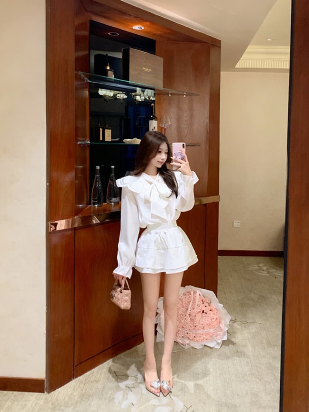 실사 달콤함 프랑스식 작은 대중 베이비 칼라 광택 여성 셔츠 고급 센스 거품 소매 디자인 센스 궁정 바람 맨위 상세 이미지 14