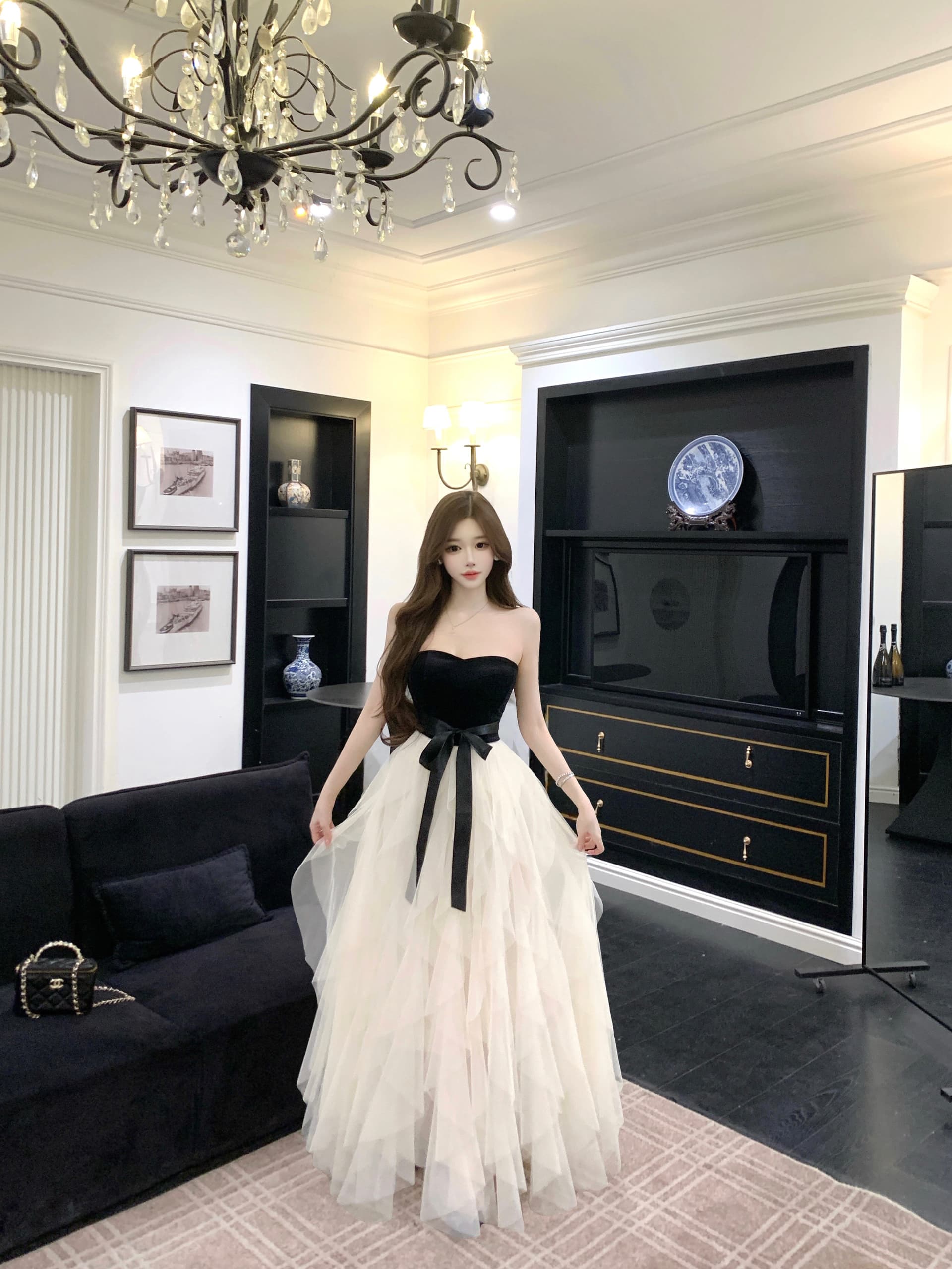 실사 연회 튜브탑 이브닝 드레스 여성 2026 새로운 고급 센스 생일 드레스 빛 럭셔리 작은 대중 고급 연례 회의 상세 이미지 10