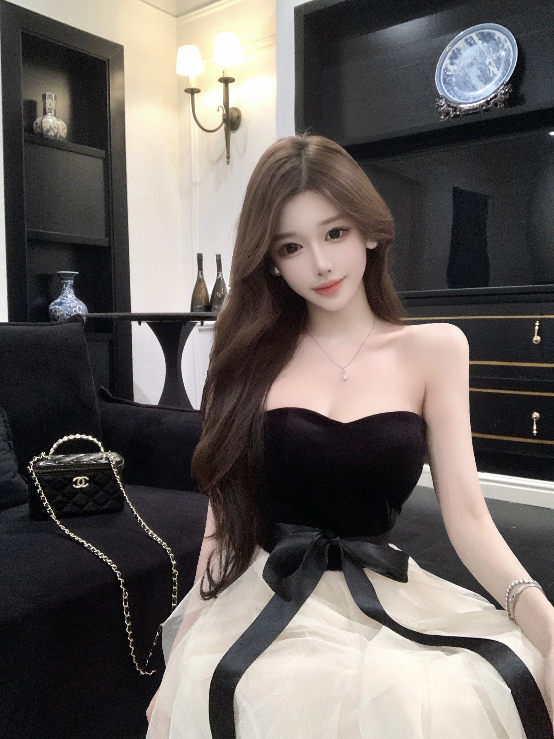 실사 연회 튜브탑 이브닝 드레스 여성 2026 새로운 고급 센스 생일 드레스 빛 럭셔리 작은 대중 고급 연례 회의 상세 이미지 16