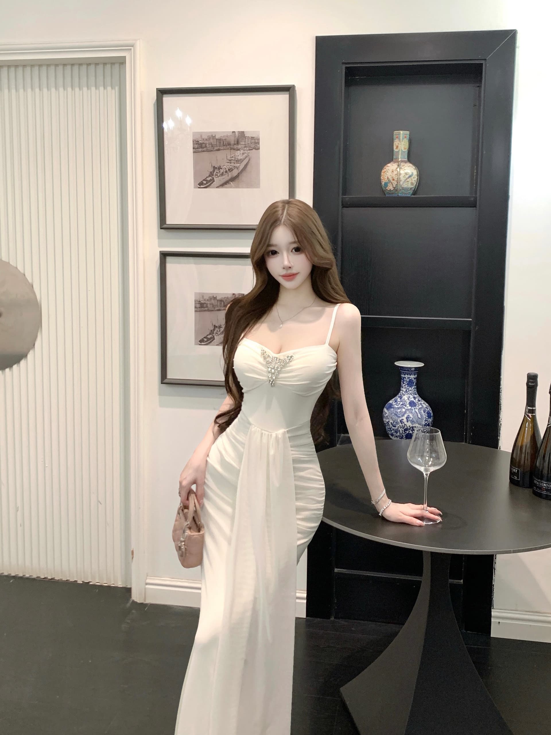 실사 프랑스식 아름다운 생일 서비스 고급 품격 빛 럭셔리 명문 여성 천 골드 레이스 리본 요정 휴가 요정 치마 상세 이미지 4