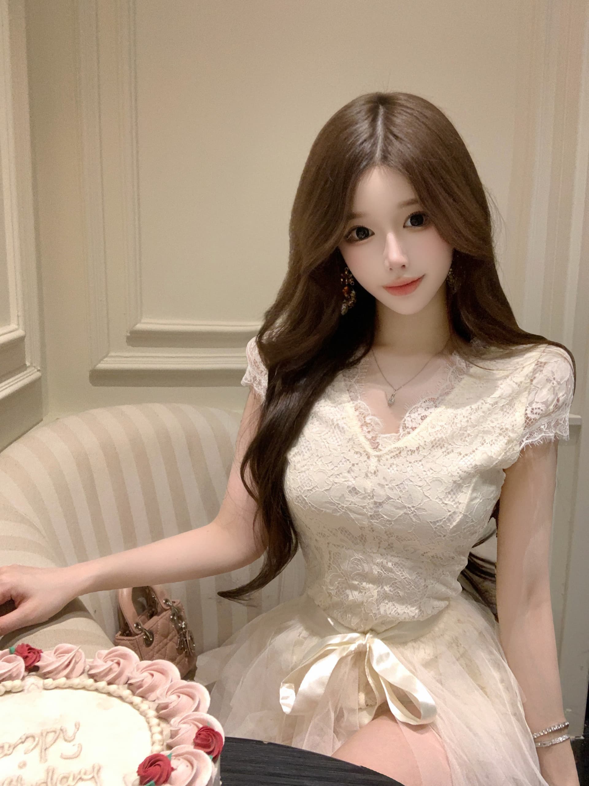 실사 자동차 늦게 En chien 꿈 나라 유토피아 수 있습니다. 언 로딩 길다 짧은 그물 거즈 스커트 둘 착용 스타일 레이스 드레스 상세 이미지 6
