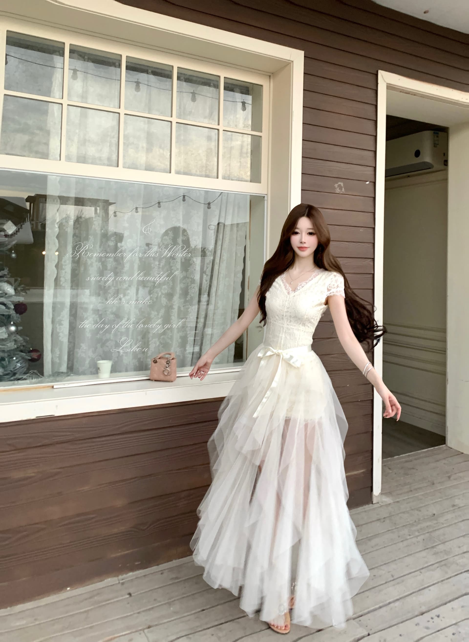 실사 자동차 늦게 En chien 꿈 나라 유토피아 수 있습니다. 언 로딩 길다 짧은 그물 거즈 스커트 둘 착용 스타일 레이스 드레스 상세 이미지 10