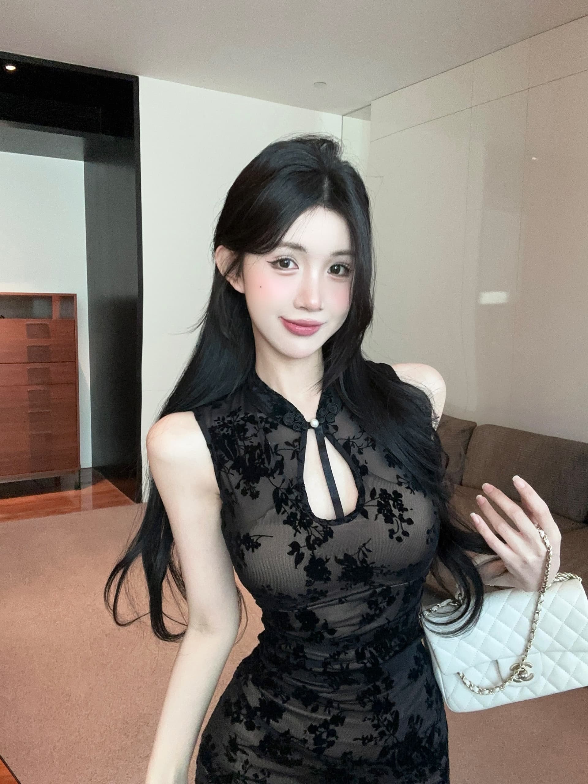 실사 2026 새로운 중식 신축성 공예 망사 중국풍 몸매 가꾸기 품격 명문 여성 향상된 버전 치파오 드레스 상세 이미지 1