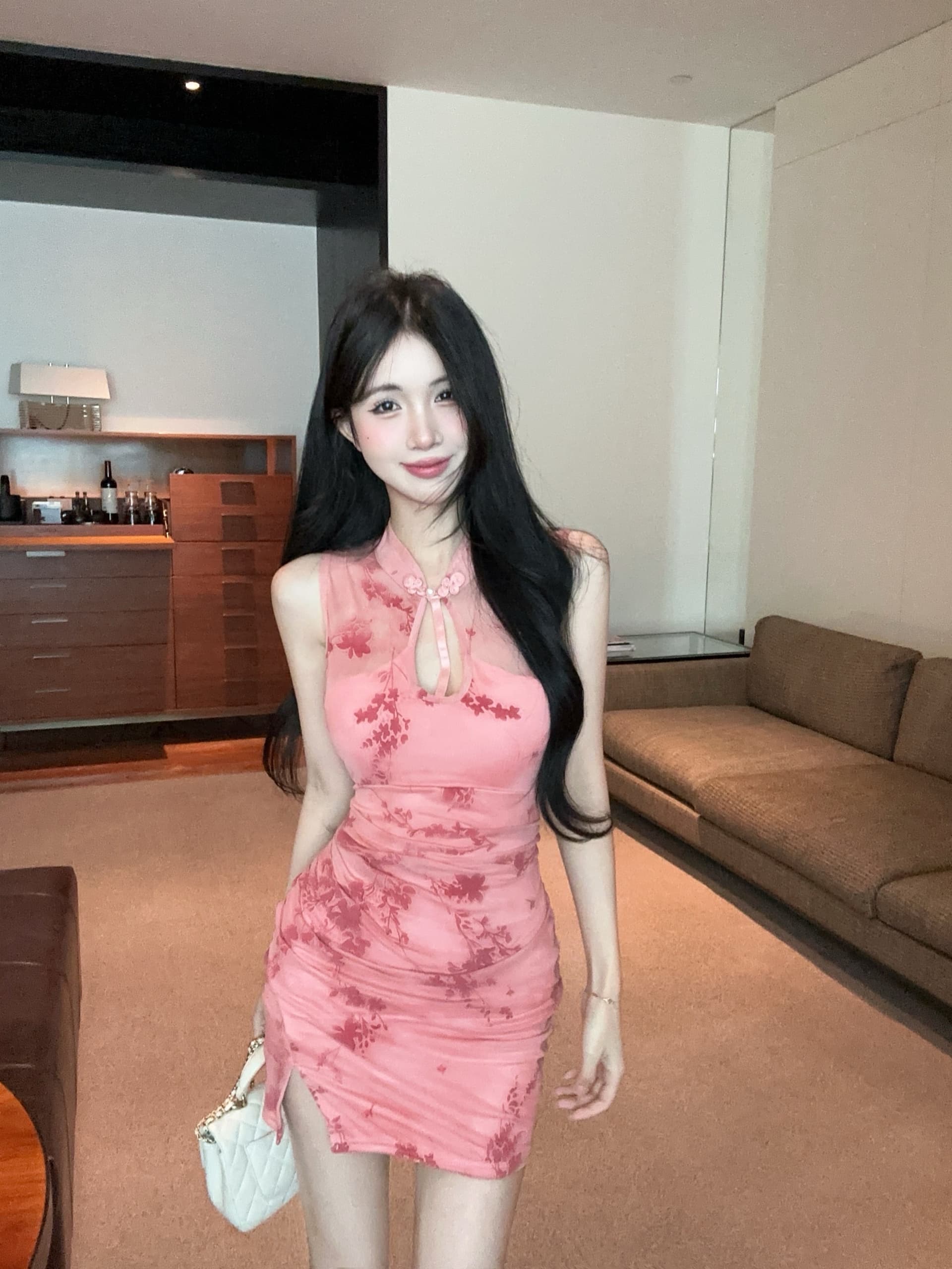 실사 2026 새로운 중식 신축성 공예 망사 중국풍 몸매 가꾸기 품격 명문 여성 향상된 버전 치파오 드레스 상세 이미지 15