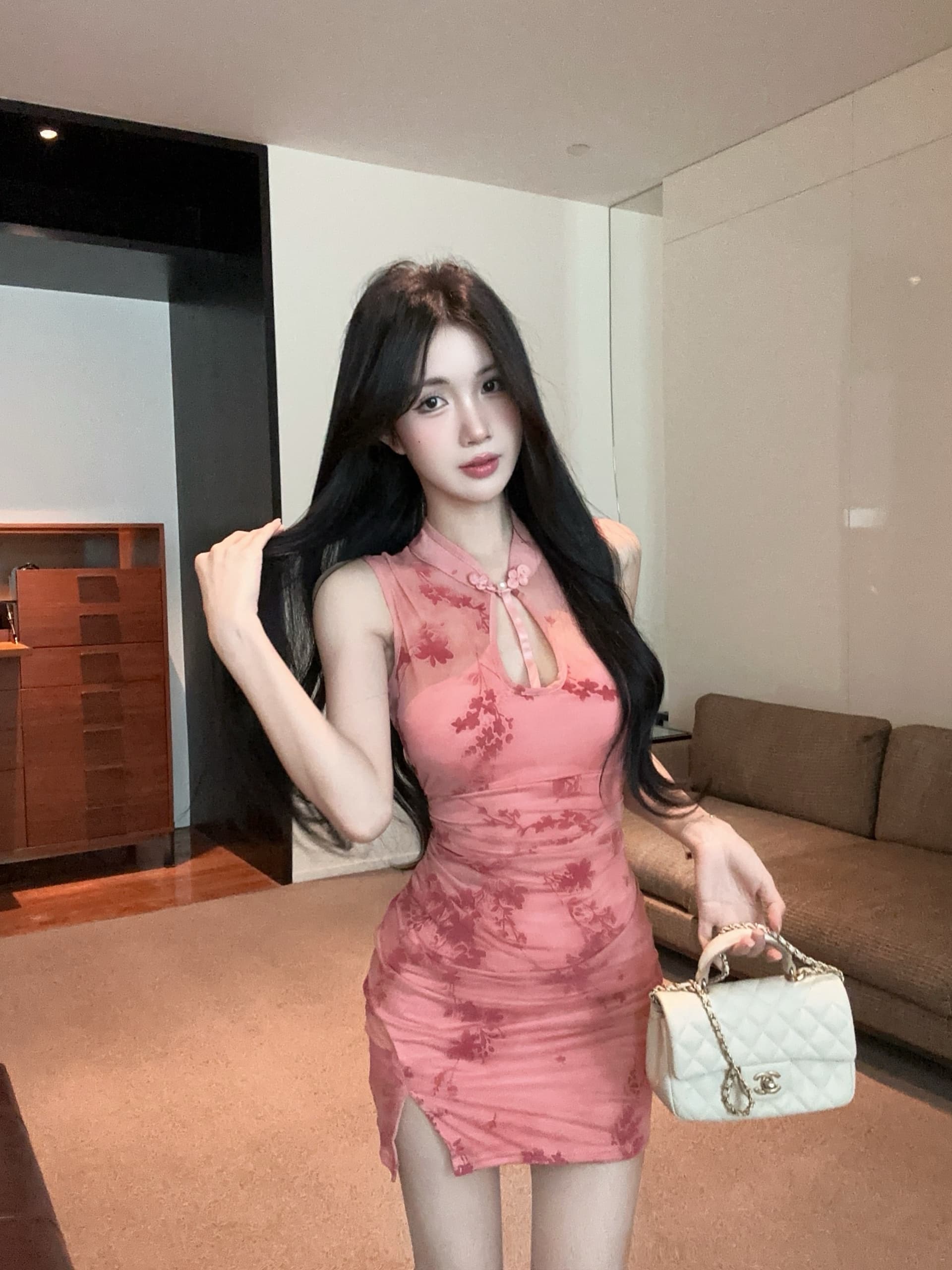 실사 2026 새로운 중식 신축성 공예 망사 중국풍 몸매 가꾸기 품격 명문 여성 향상된 버전 치파오 드레스 상세 이미지 16