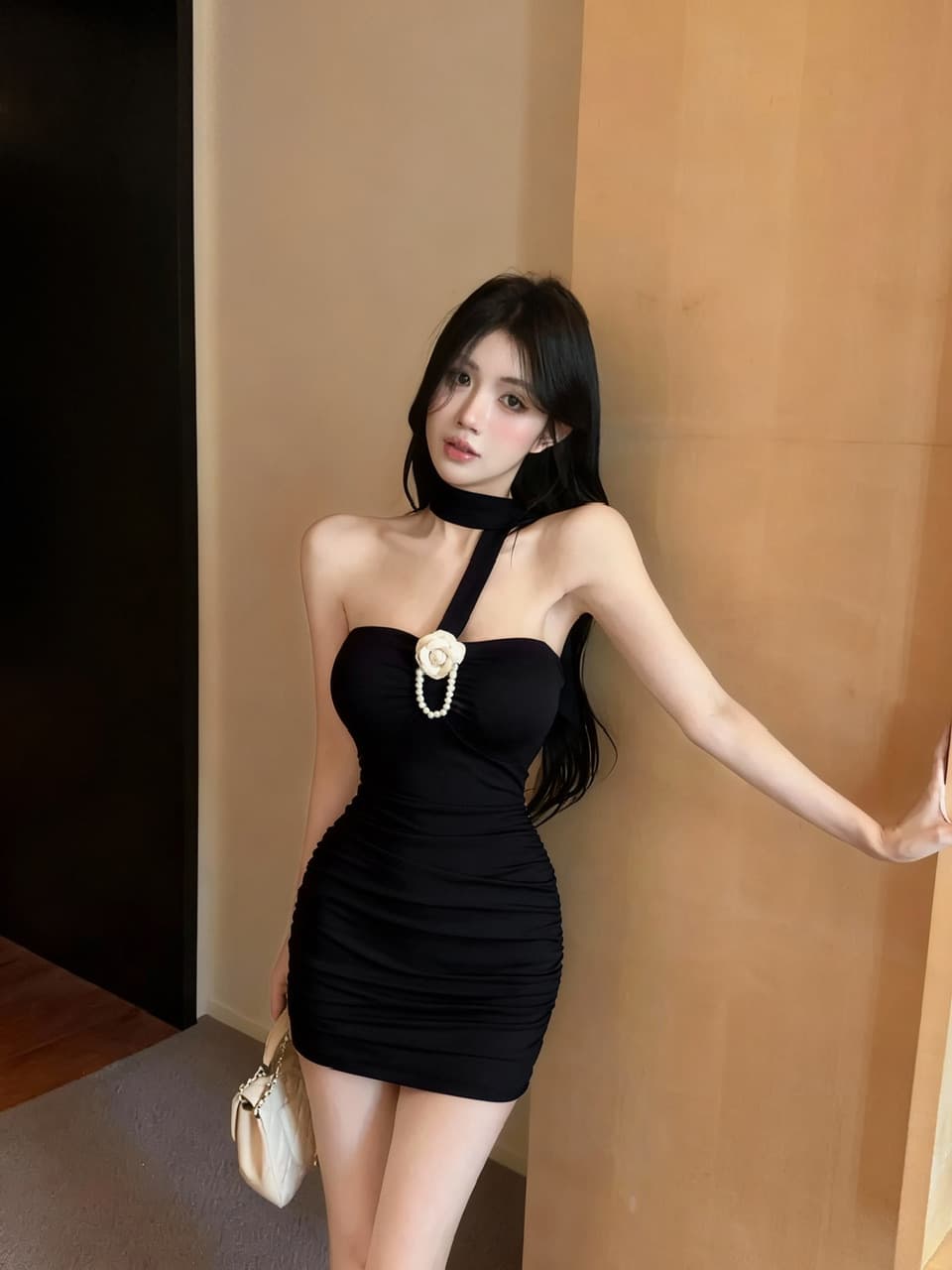 실사 2026 여름 순수한 욕망 핫걸 행침 목 디자인 섹션 몸매 가꾸기 슬림해 보이는 오프숄더 타이트 스커트 외국 가스 드레스 상세 이미지 18