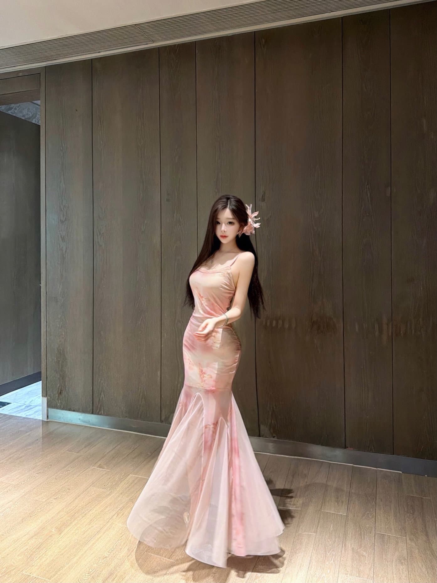 실사 2026 Chic 아름다운 휴일 꽃무늬 몸매 가꾸기 슬립 드레스 품격 슬림해 보이는 망사 롱 스커트 여성 여름 상세 이미지 12