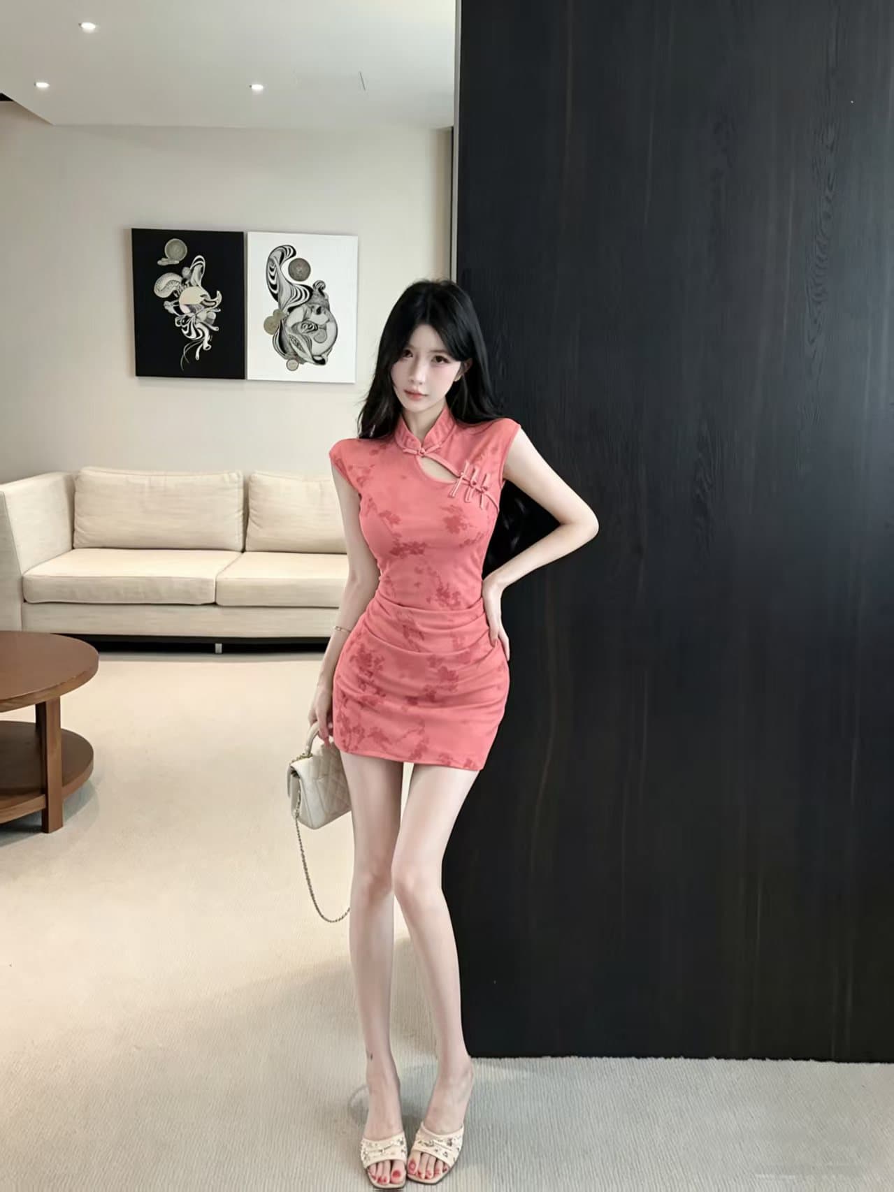 실사 보라색 디자인 센스 섹시함 바람 새로운 중식 향상된 버전 치파오 여성 드레스 품격 아름다운 타이트 스커트 미니 스커트 상세 이미지 11