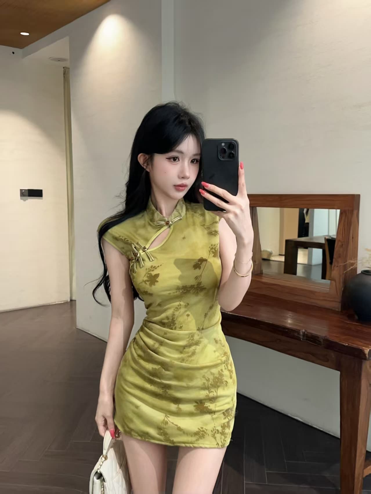 실사 보라색 디자인 센스 섹시함 바람 새로운 중식 향상된 버전 치파오 여성 드레스 품격 아름다운 타이트 스커트 미니 스커트 상세 이미지 19