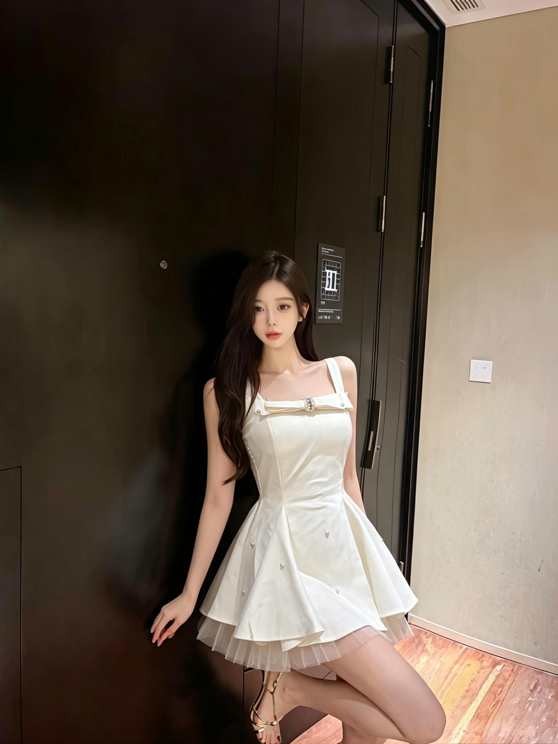 실사 프랑스식 명문 여성 천 금빛 바람 나비 매듭 드레스 여름 허리 수축 퍼프 스커트 작은 드레스 빛 럭셔리 공주 드레스 상세 이미지 8