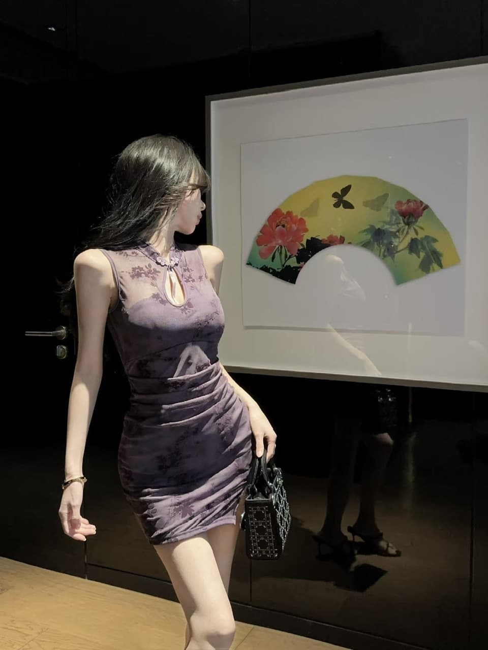 실사 보라색 새로운 중식 향상된 버전 치파오 홀로우 아웃 여성 드레스 여름 핫걸 섹시함 슬림해 보이는 허리 수축 미니 스커트 상세 이미지 39