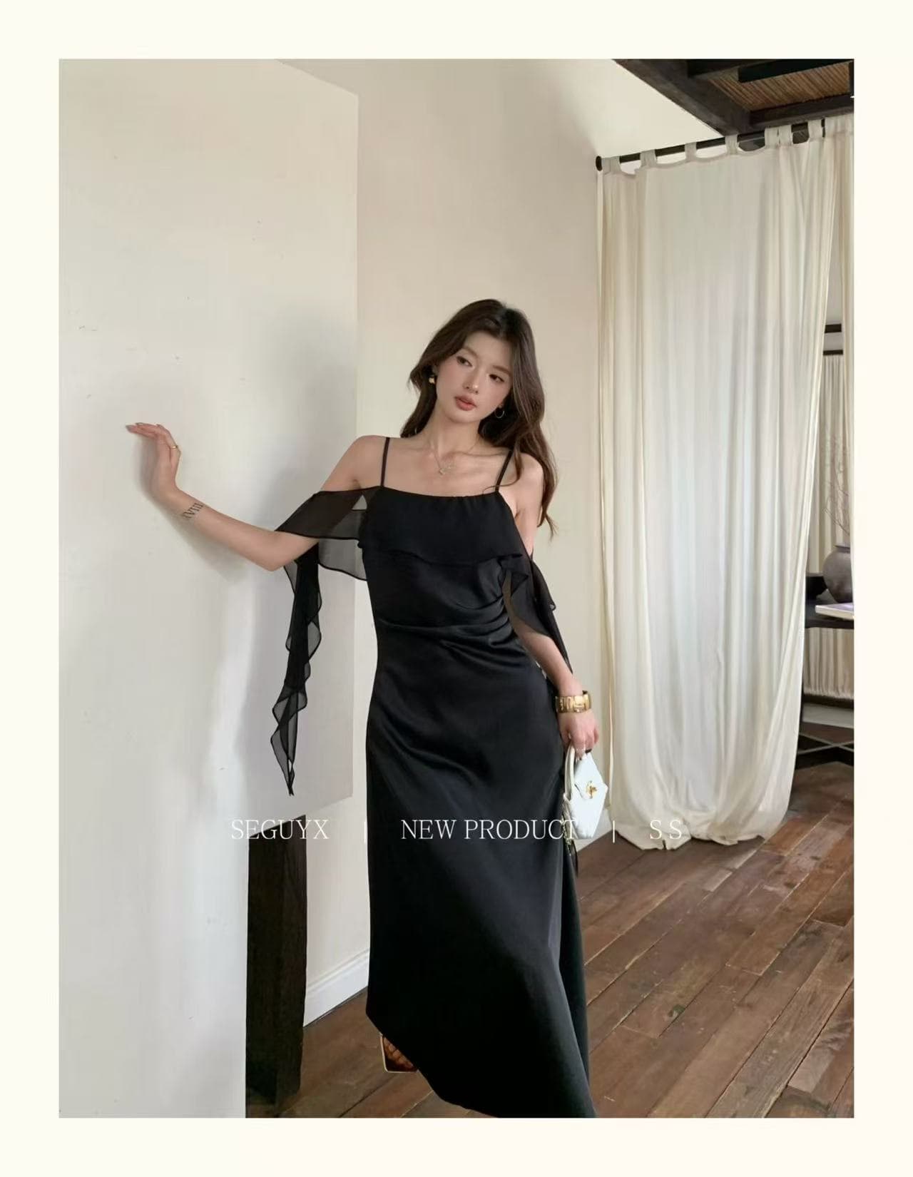 실사 낭만주의 바람 ins 몸매 가꾸기 종류 프릴 슬립 허리 수축 여성 드레스 여름 분위기 센스 품격 한 마디 롱 스커트 상세 이미지 13