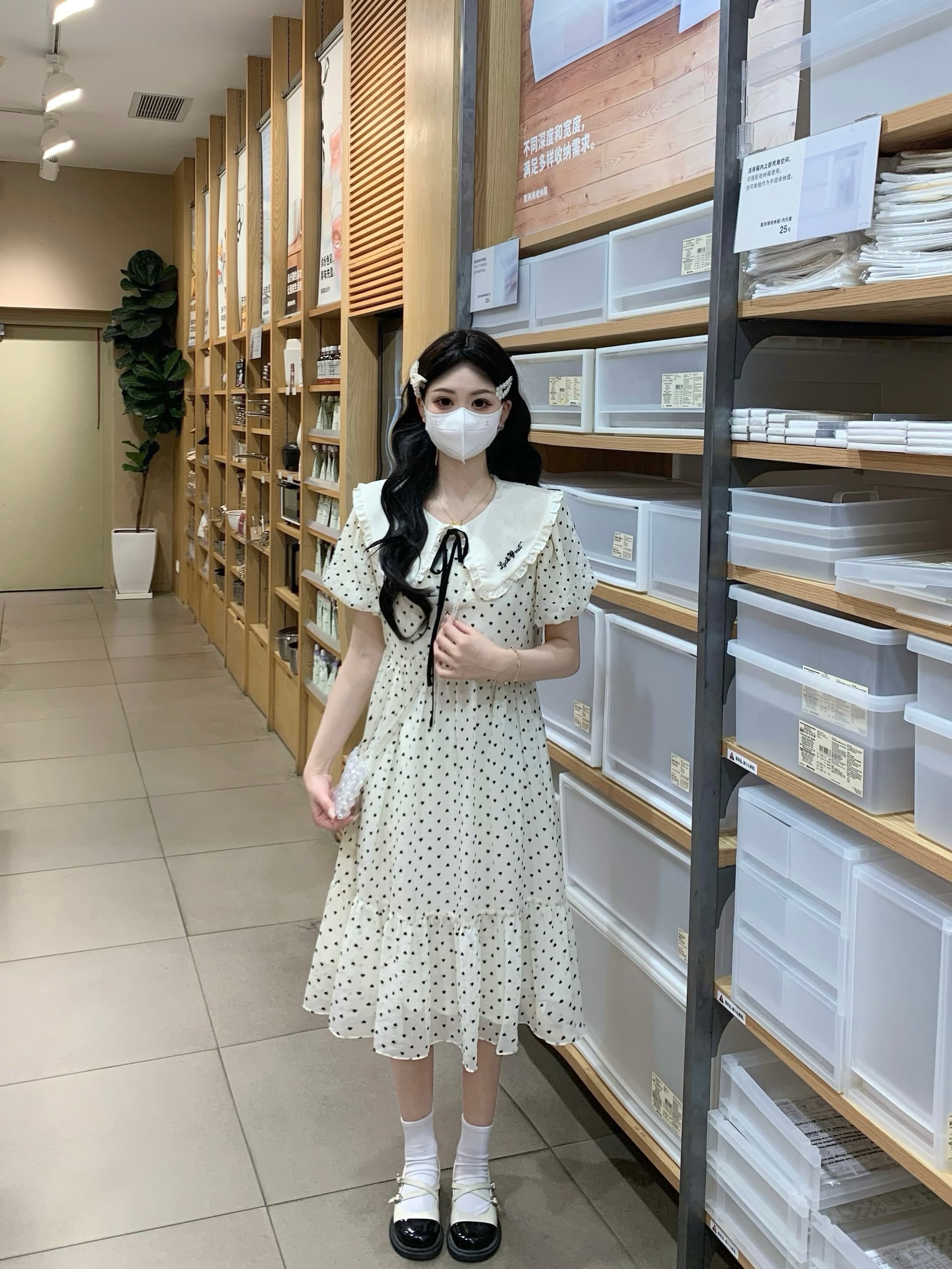 실사 학원 스타일 여름 도트 무늬 프랑스식 공주 첫사랑 베이비 칼라 소녀 드레스 상세 이미지 3