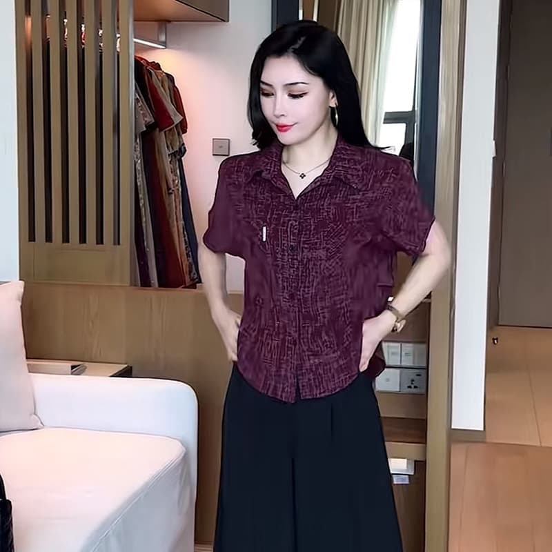 2026 새로운 여름 착용 가져 가라. 셔츠 여성 레저 패션 외국 가스 슬림해 보이는 루즈핏 한국 스타일 연령 감소 맨위 상세 이미지 6