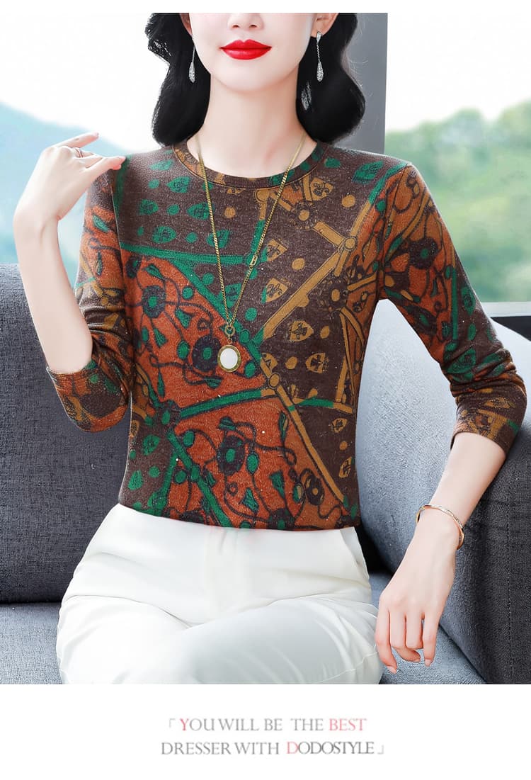 가을 새로운 긴팔 라운드 넥 티셔츠 여성 f 패션 다용도 품격 루즈핏 연령 감소 맨위 인사이드 가져 가라. 기본 셔츠 트렌디 상세 이미지 14