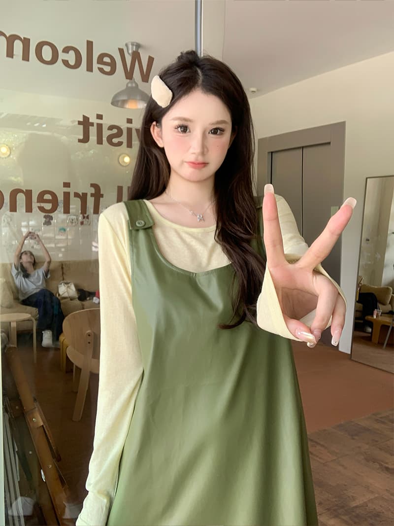 실사 고급 센스 코디 봄 전체 집합 치마 슬립 드레스 빅 사이즈 여성 의류 표지 배 슬림해 보이는 패션 세트 상세 이미지 17