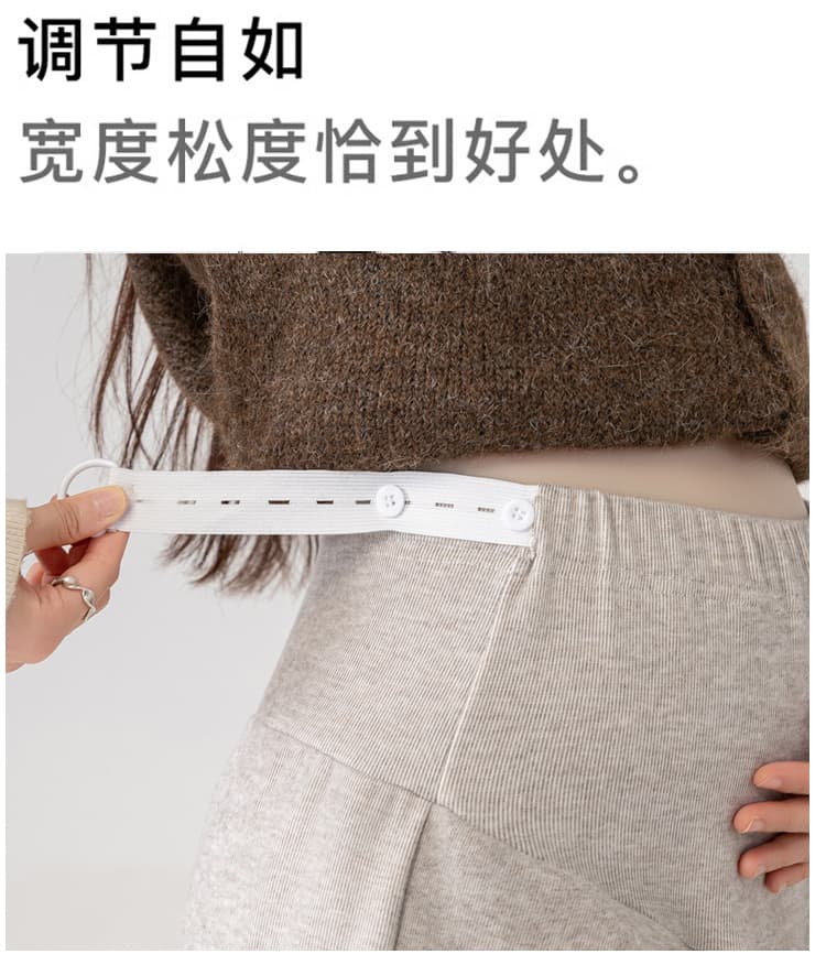 실사 3x 패션 가을 임산부 페이크 레이어드 스택 착용 방귀 커튼 치마바지 하이웨이스트 루즈핏 스트레이트 팬츠 한 부서 와이드 레그 팬츠 상세 이미지 4