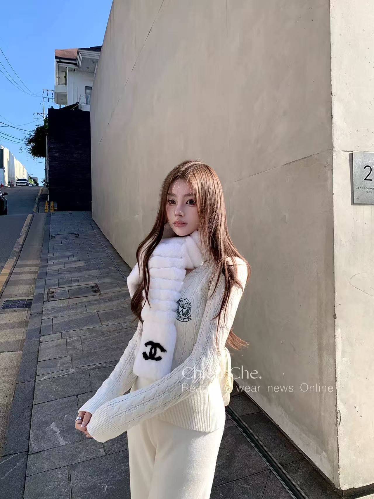 자동차 늦게 En chien 아름다움 높음 교환 건강 토끼 울 패키지 실 코어 추천 자수 배지 V넥 니트 스웨터 상세 이미지 5