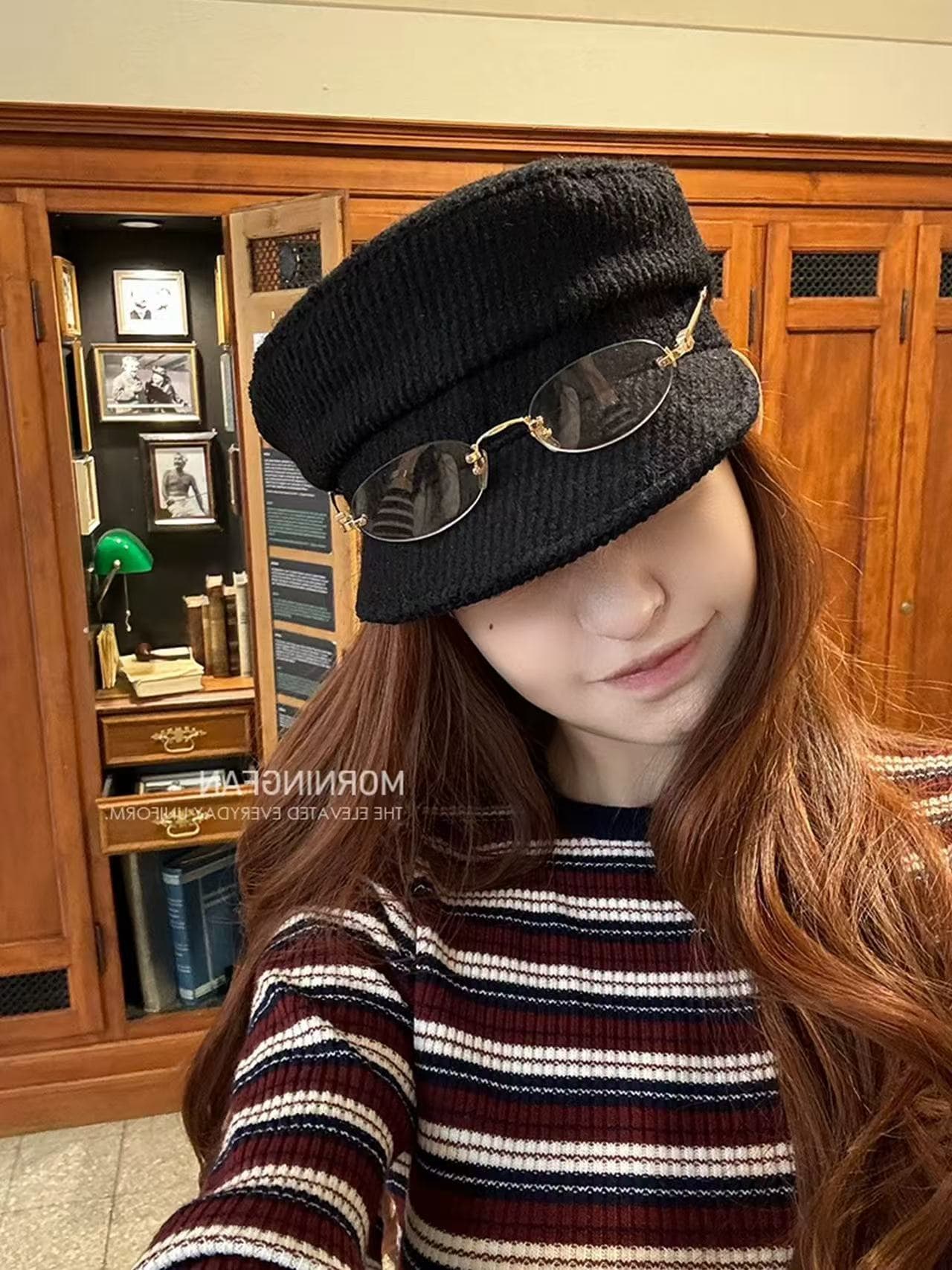 안녕하세요. 팬 팬 아름다움 숙박 outfit 해군 빨간색 스트라이프 니트 맨위 여성 이른 가을 일상 착용 가져 가라. 니트 스웨터 이미지 3