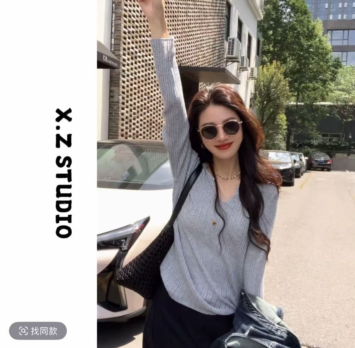 x.zhen 가위 칼라 금은 슈퍼 얇은 양모 느긋한 바람 맨위 가을 의상 여자 폭발 2025 새로운 이미지 3