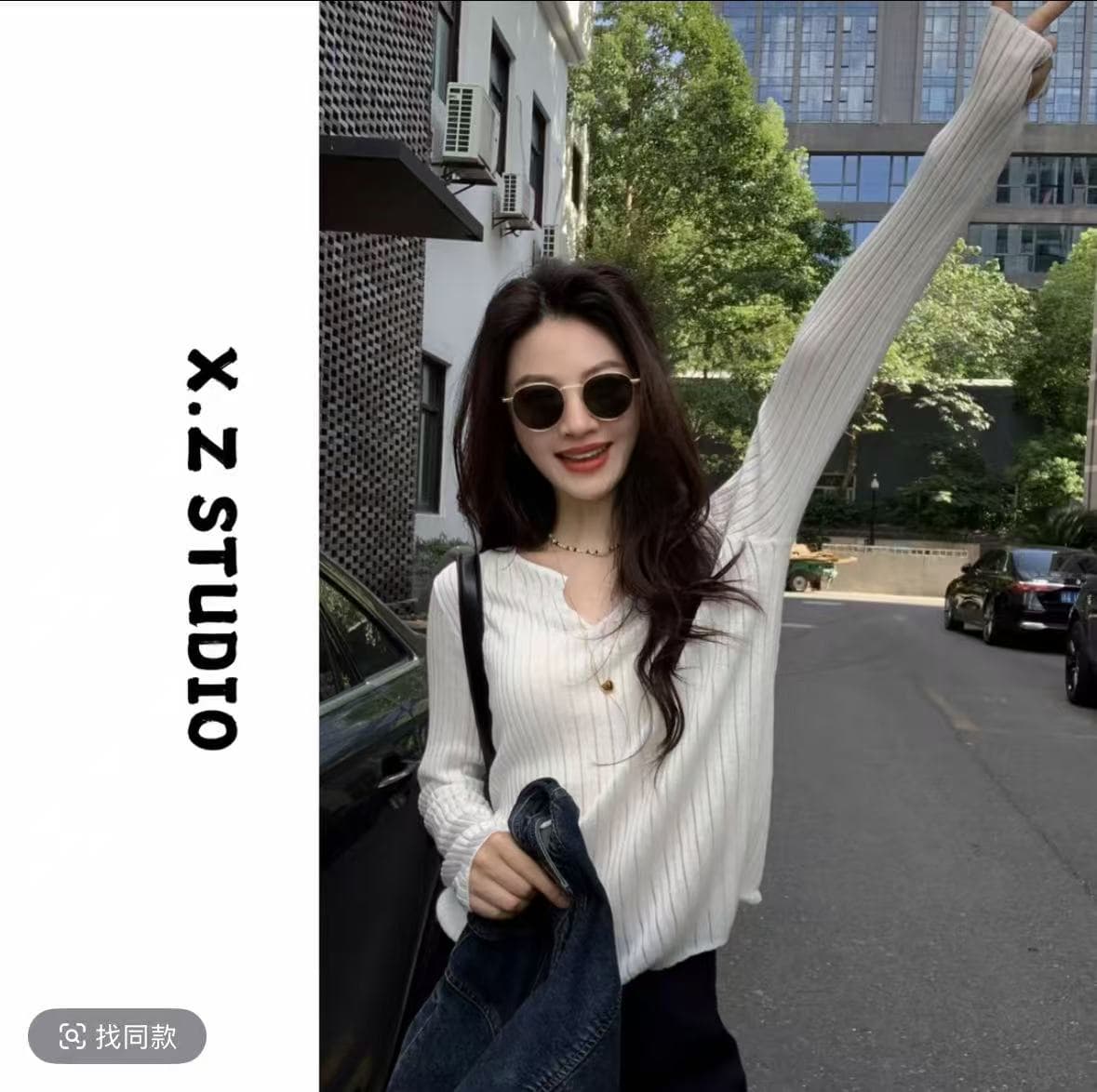 x.zhen 가위 칼라 금은 슈퍼 얇은 양모 느긋한 바람 맨위 가을 의상 여자 폭발 2025 새로운 상세 이미지 3