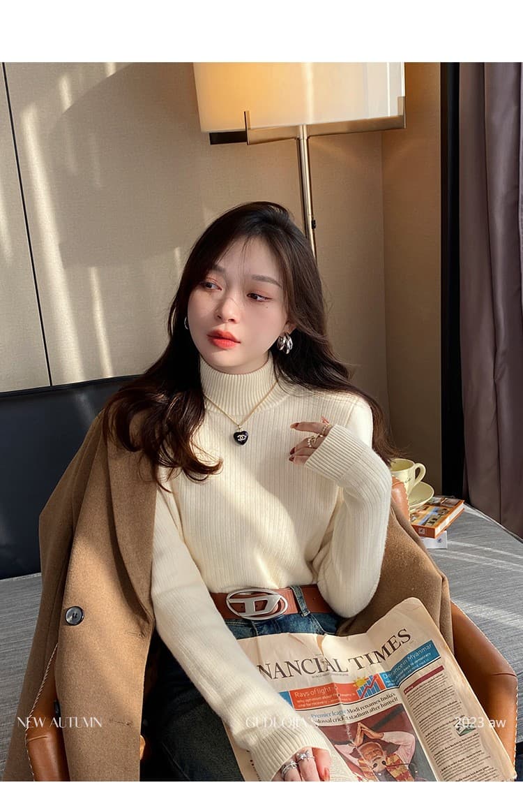 털이 있는 스웨터 여자 겨울 두꺼운 인사이드 가져 가라. 반하이넥 기본 셔츠 2025 새로운 가을 겨울 고급 센스 니트 맨위 상세 이미지 16