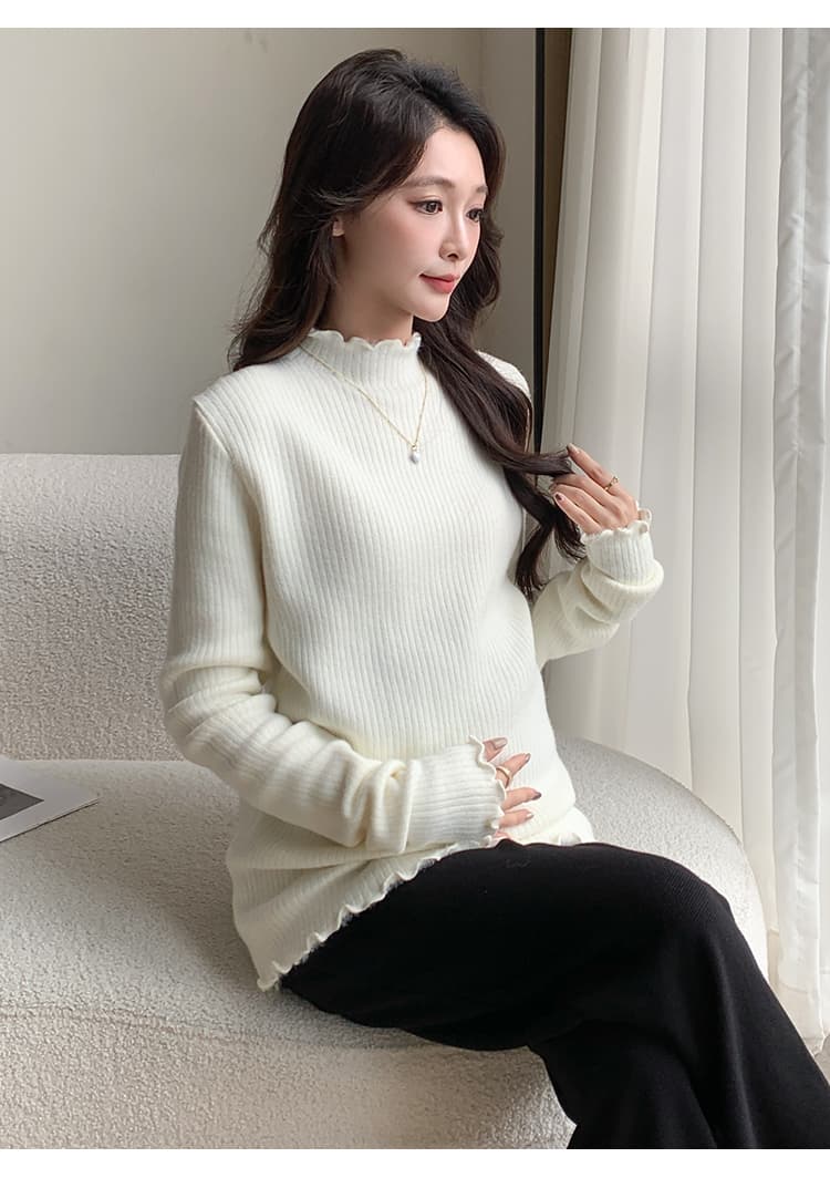 실사 물품 프릴 구덩이 기사 플러스 조밀 한 심기 플러시 털이 있고 두꺼운 플러스 털 패션 외출용 니트 만나는 상세 이미지 17